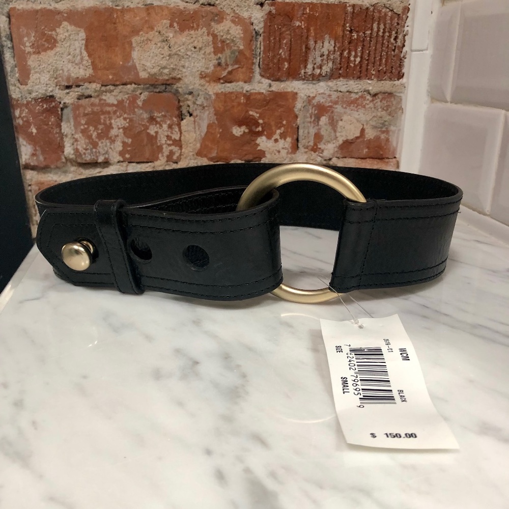 NWT WCM Women's Black Leather Belt Size S